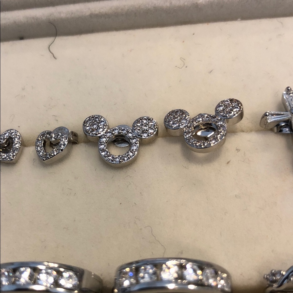 Earrings Pushbacks - Mickey Silhouette with Crystal Accents